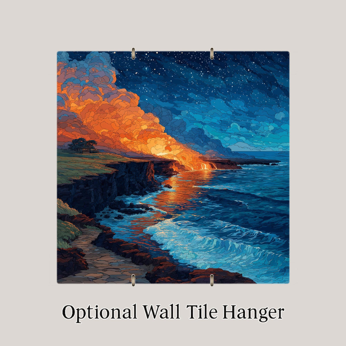 Hawaii Volcanoes Wall Art Ceramic Tile Hawaii Gift National Park Decor Lava Flow Nature Art Place Identity Tropical Gift