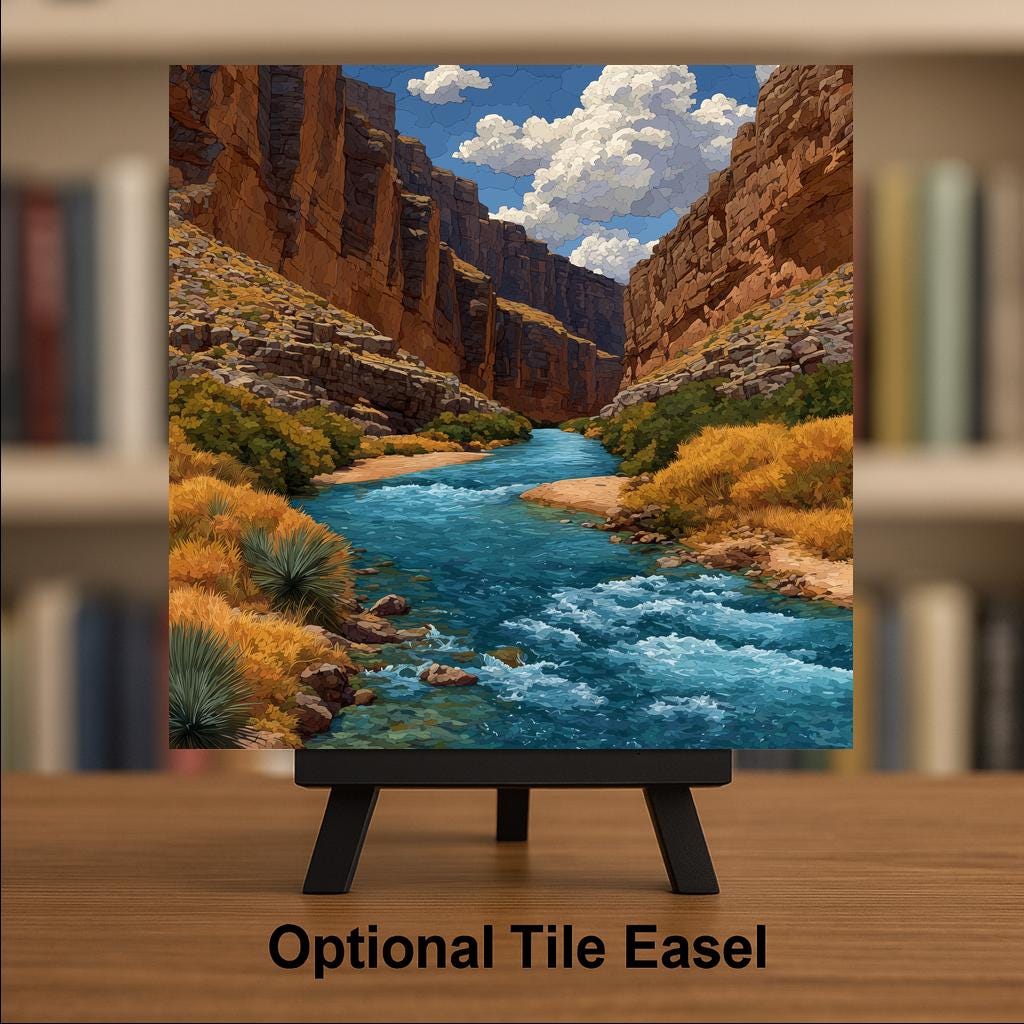 Big Bend National Park Wall Art Ceramic Tile Texas Gift Southwest Decor Rio Grande Nature Art Place Identity Desert Gift