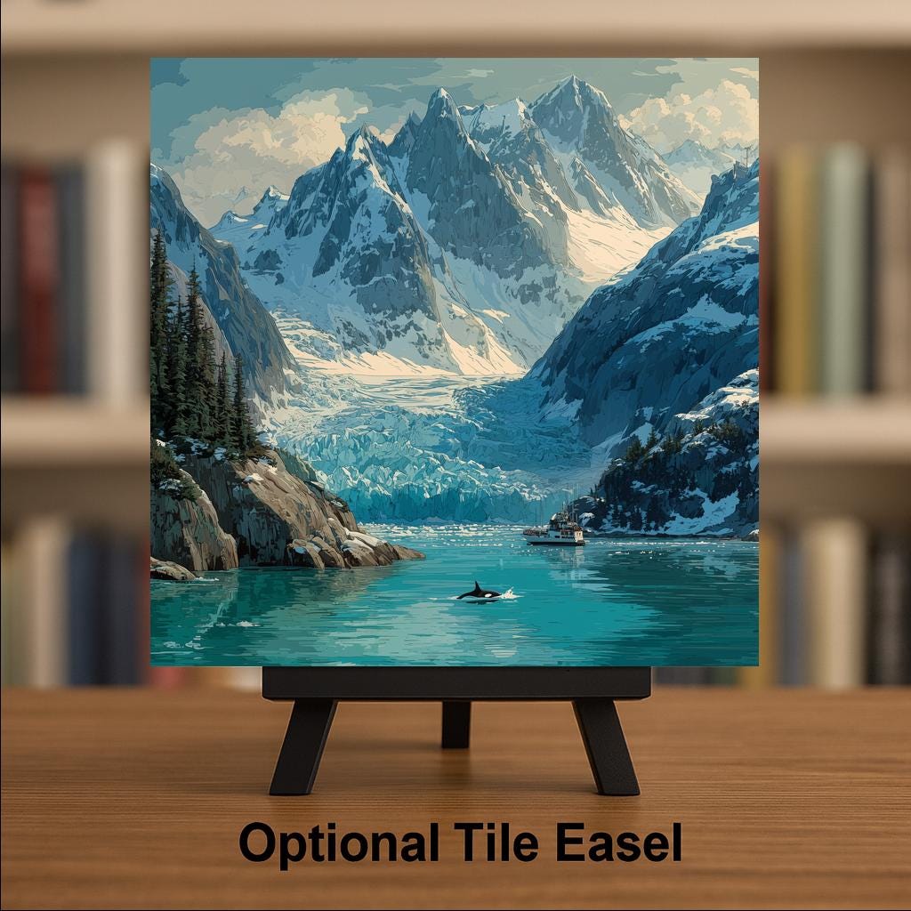 Kenai Fjords Wall Art Ceramic Tile Alaska Gift National Park Glacier Decor Tidewater Nature Art Place Identity Wildlife Gift