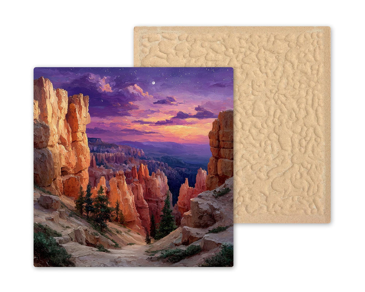 Bryce Canyon Wall Art Ceramic Tile Hiker Gift Purple Dusk Nature Art Southwest Decor Place Identity Travel Gift