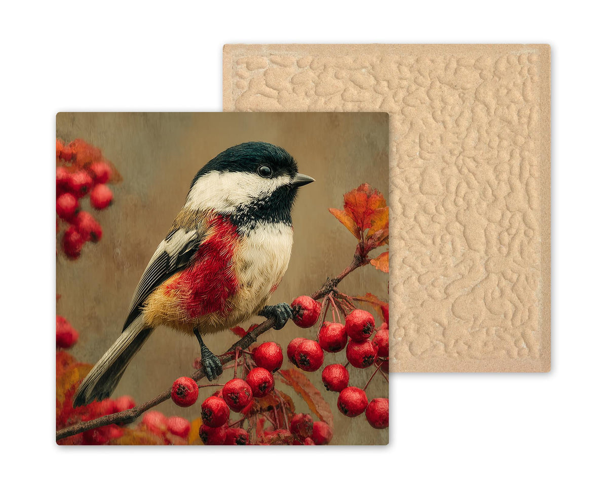 Chickadee Wall Art Ceramic Tile State Bird Gift Massachusetts Decor Maine Art Birdwatcher Gift Place Identity Nature