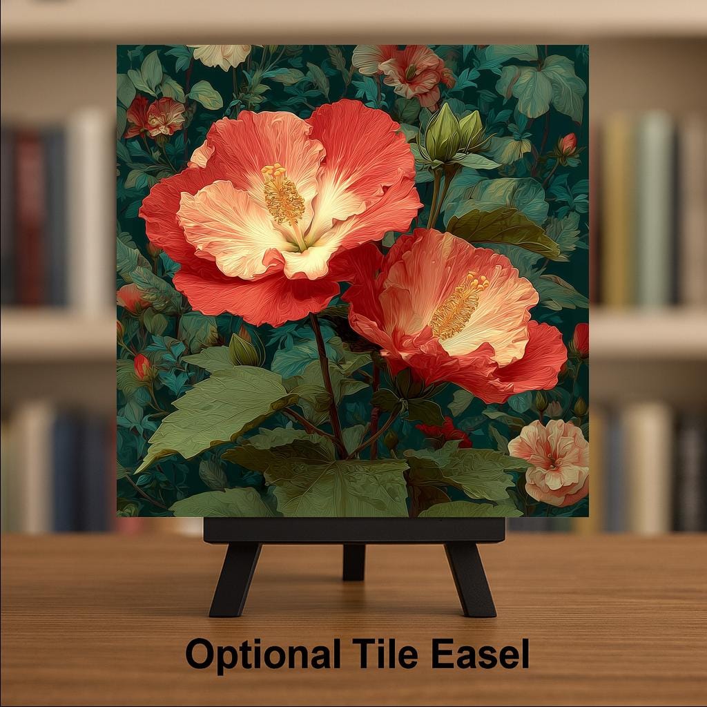Hibiscus Wall Art Ceramic Tile Hawaii Gift State Flower Decor Tropical Nature Art Place Identity Hawaiian Nature