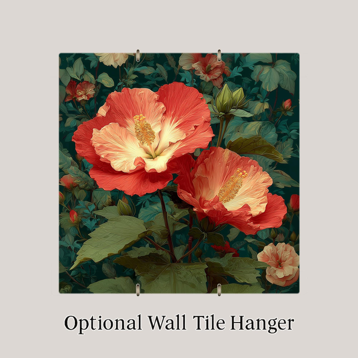 Hibiscus Wall Art Ceramic Tile Hawaii Gift State Flower Decor Tropical Nature Art Place Identity Hawaiian Nature