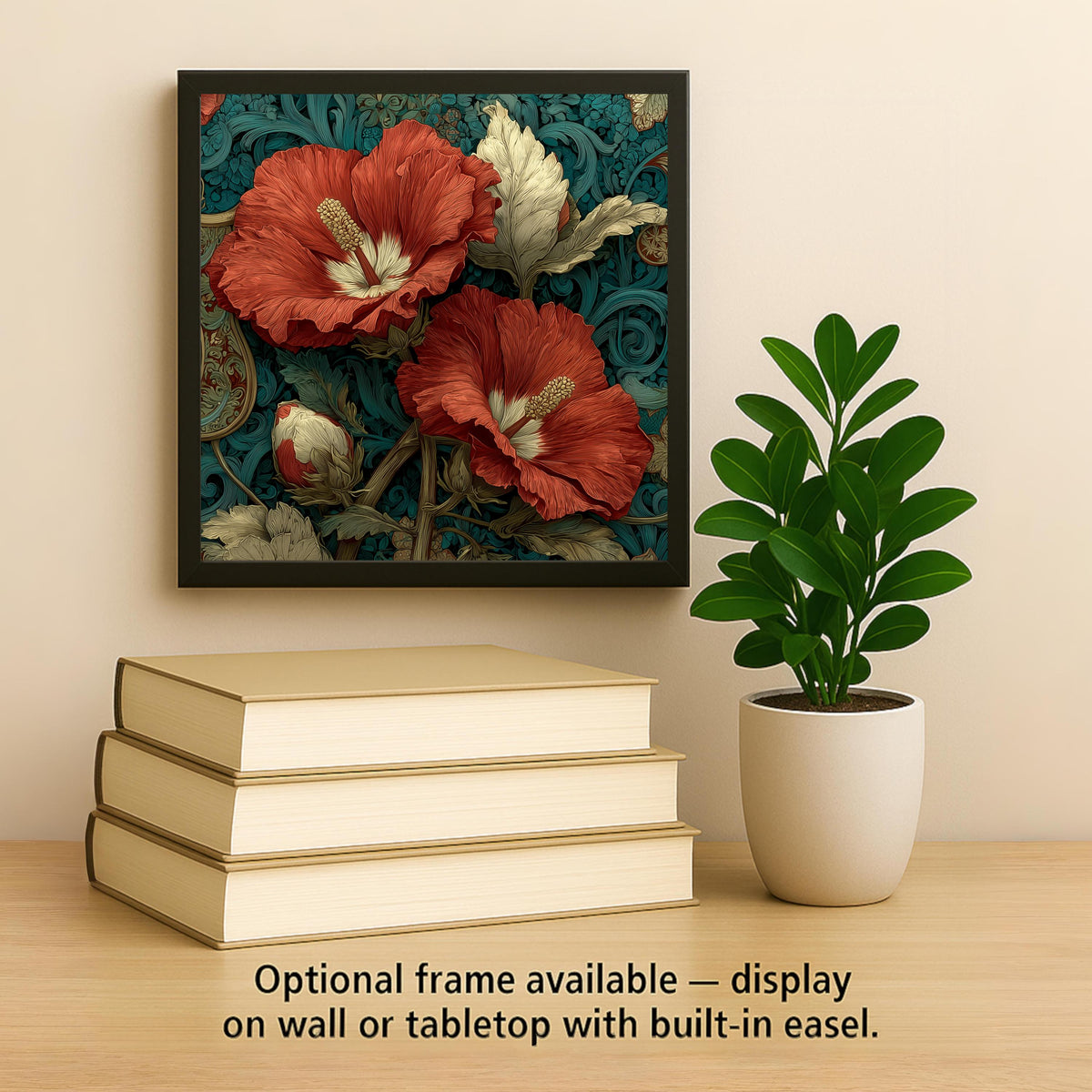 Hibiscus Wall Art Ceramic Tile Art Nouveau Gift Botanical Floral Decor Tropical Nature Art Hibiscus Lover Gift
