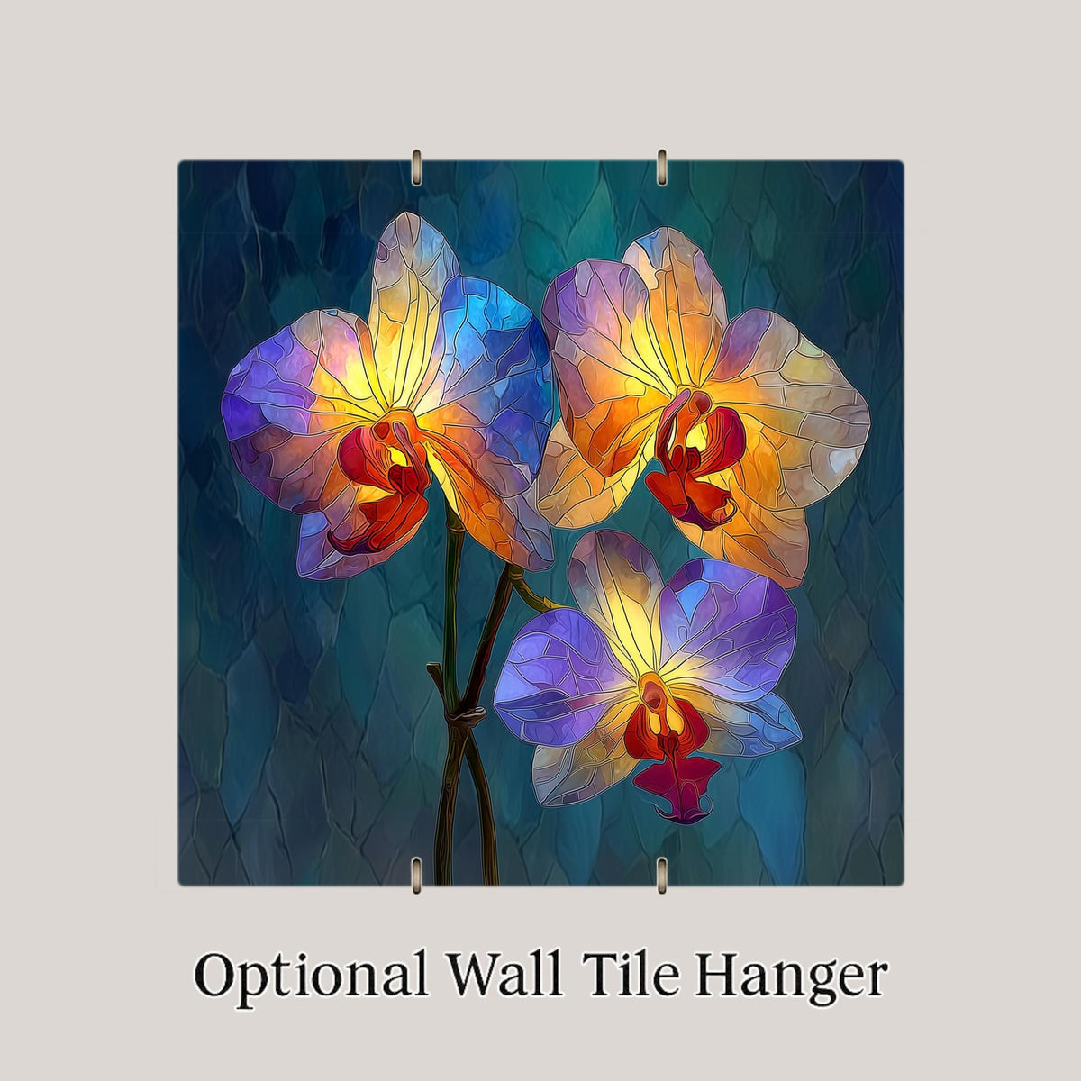 Orchid Wall Art Ceramic Tile Stained Glass Style Floral Gift Botanical Decor Orchid Lover Nature Art Gift