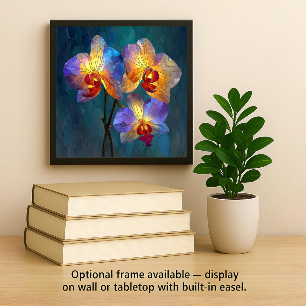 Orchid Wall Art Ceramic Tile Stained Glass Style Floral Gift Botanical Decor Orchid Lover Nature Art Gift
