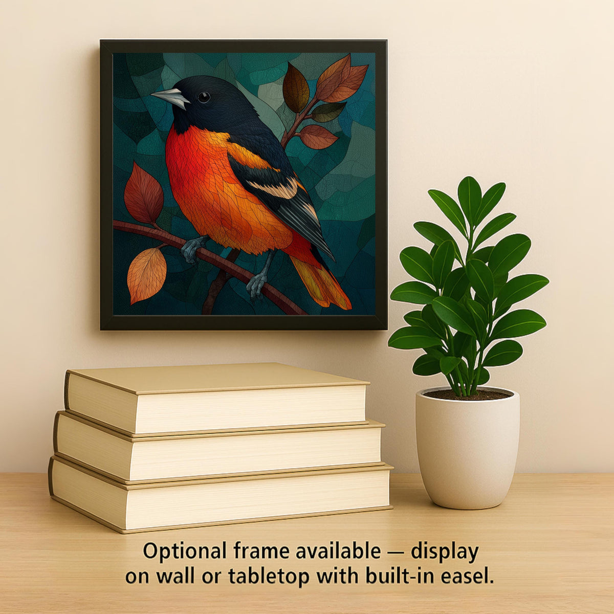 Baltimore Oriole Wall Art Ceramic Tile Stained Glass Style Maryland Gift State Bird Birdwatcher Place Identity