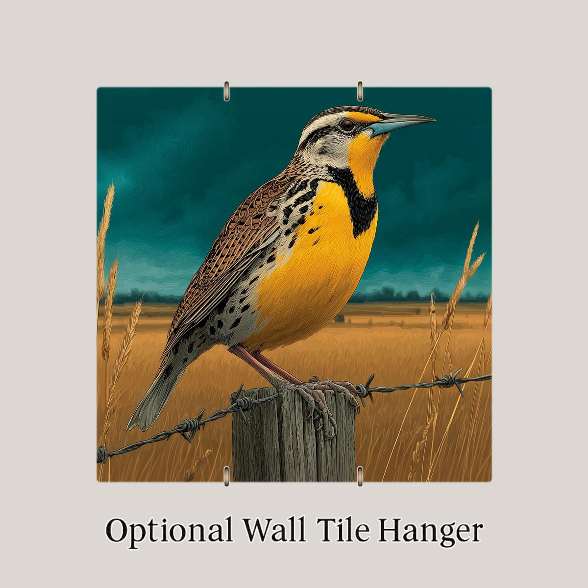 Meadowlark Wall Art Ceramic Tile State Bird Gift Kansas Nebraska Prairie Nature Birdwatcher Place Identity Art