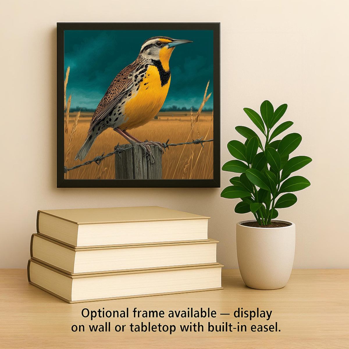 Meadowlark Wall Art Ceramic Tile State Bird Gift Kansas Nebraska Prairie Nature Birdwatcher Place Identity Art