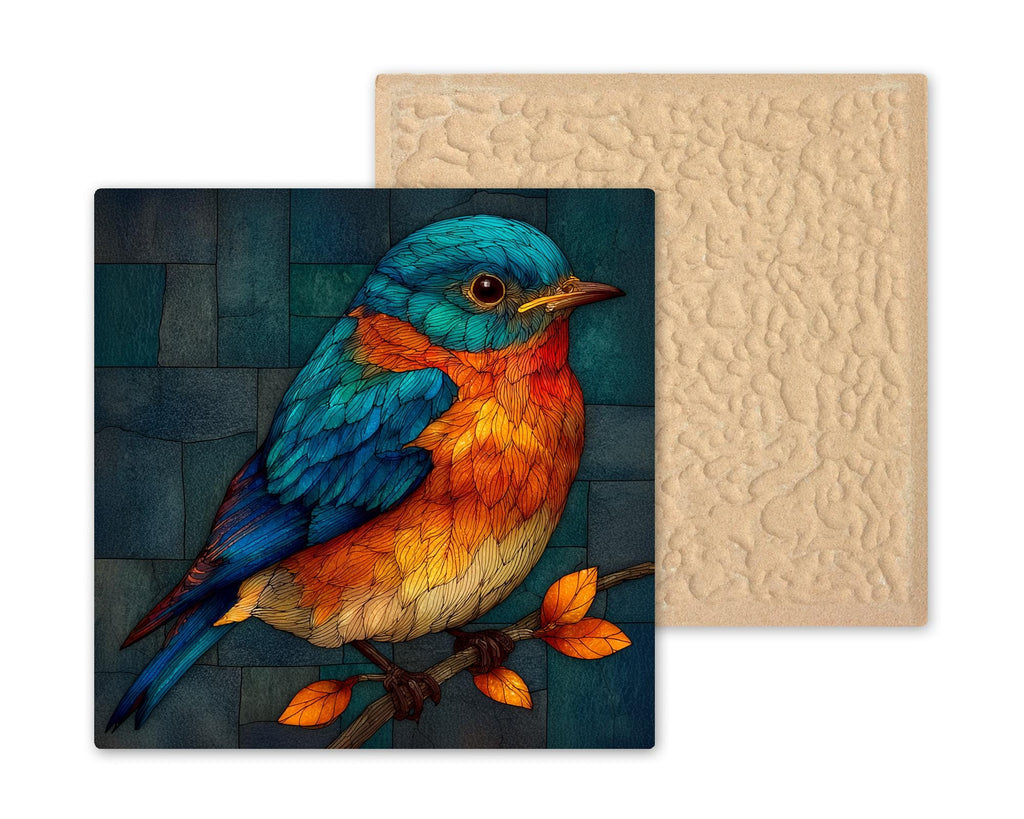 Bluebird Wall Art Ceramic Tile Stained Glass Style State Bird Gift New York Missouri Memorial Bird Nature Art