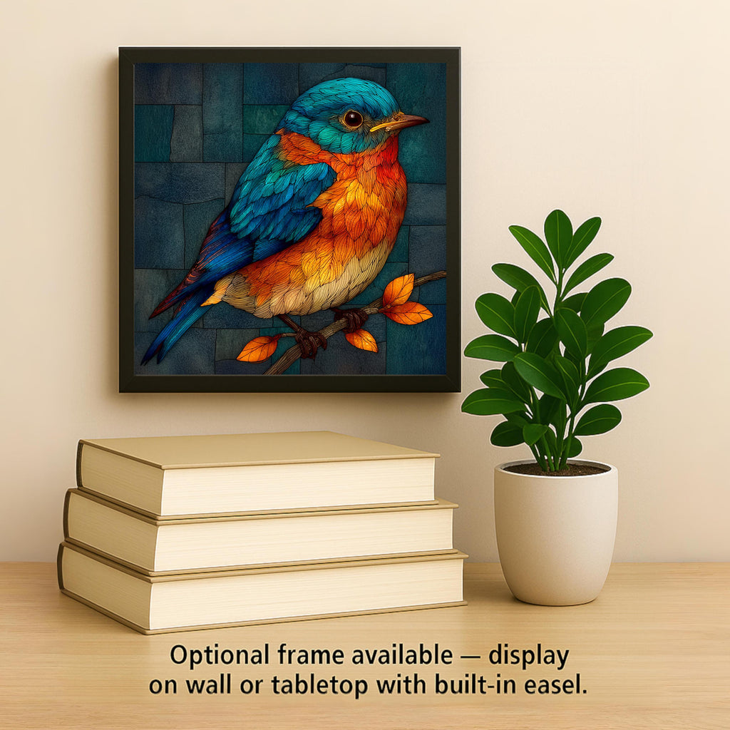 Bluebird Wall Art Ceramic Tile Stained Glass Style State Bird Gift New York Missouri Memorial Bird Nature Art