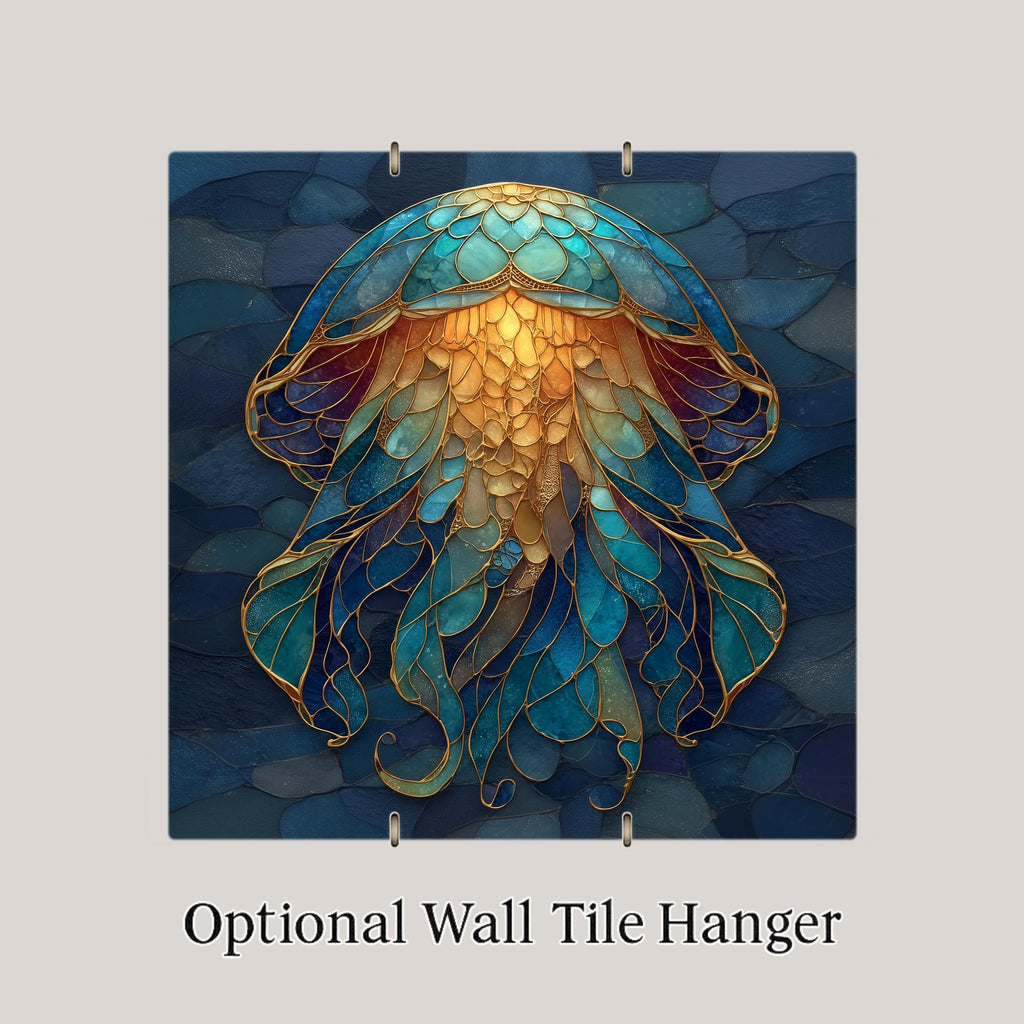 Moon Jellyfish Wall Art Ceramic Tile Ocean Dreamer Gift Teal Aqua Decor Coastal Bathroom Art Sea Gift Tile