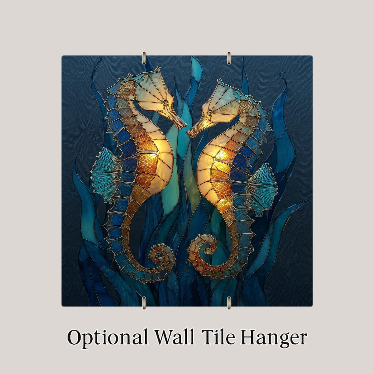 Seahorse Wall Art Ceramic Tile Coastal Bathroom Gift Jewel Teal Decor Beach House Art Ocean Gift Tile