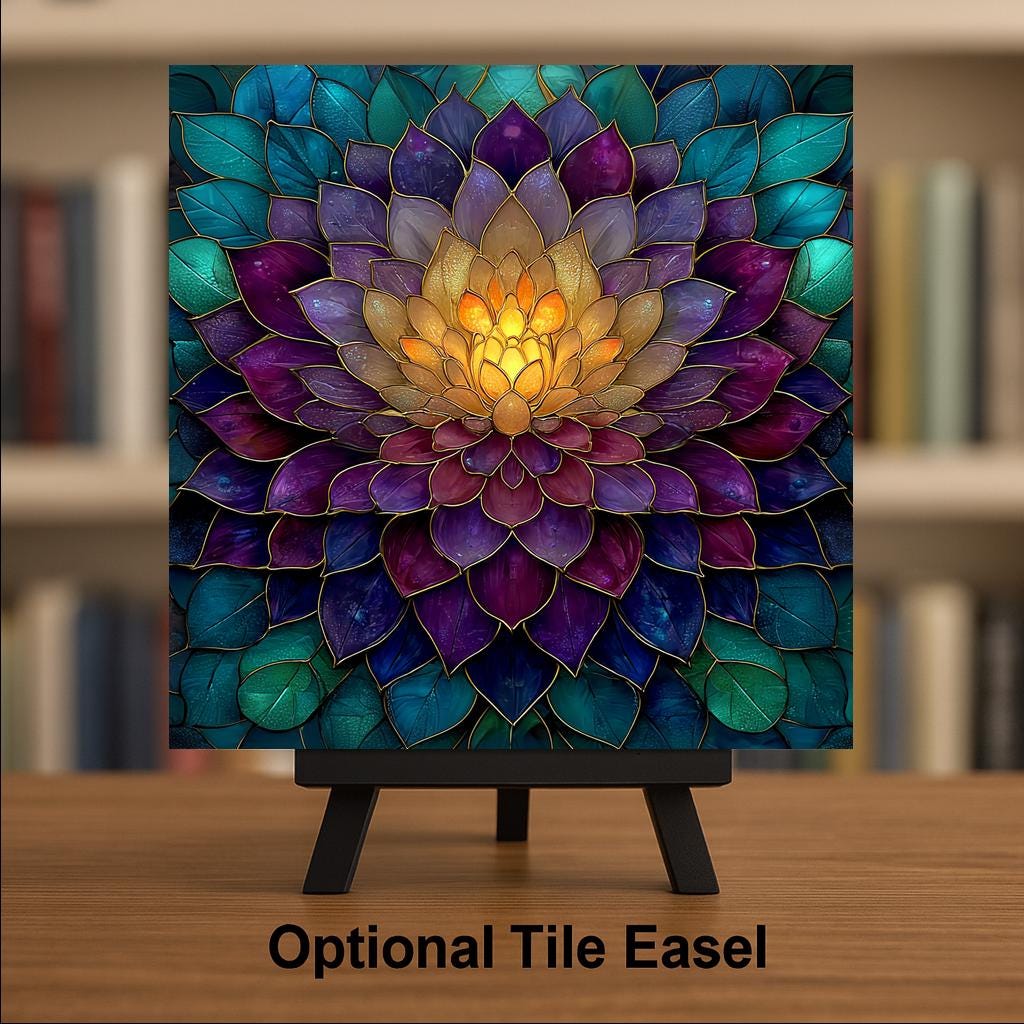 Dark Dahlia Wall Art Ceramic Tile Gothic Floral Gift Deep Purple Decor Dramatic Art Dahlia Lover Gift Tile