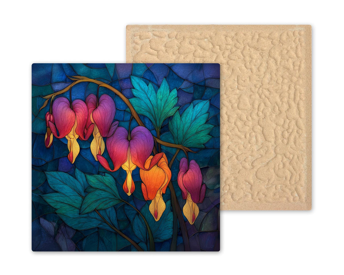 Bleeding Heart Wall Art Ceramic Tile Romantic Cottage Gift Moody Floral Decor Sympathy Art Flower Lover Tile