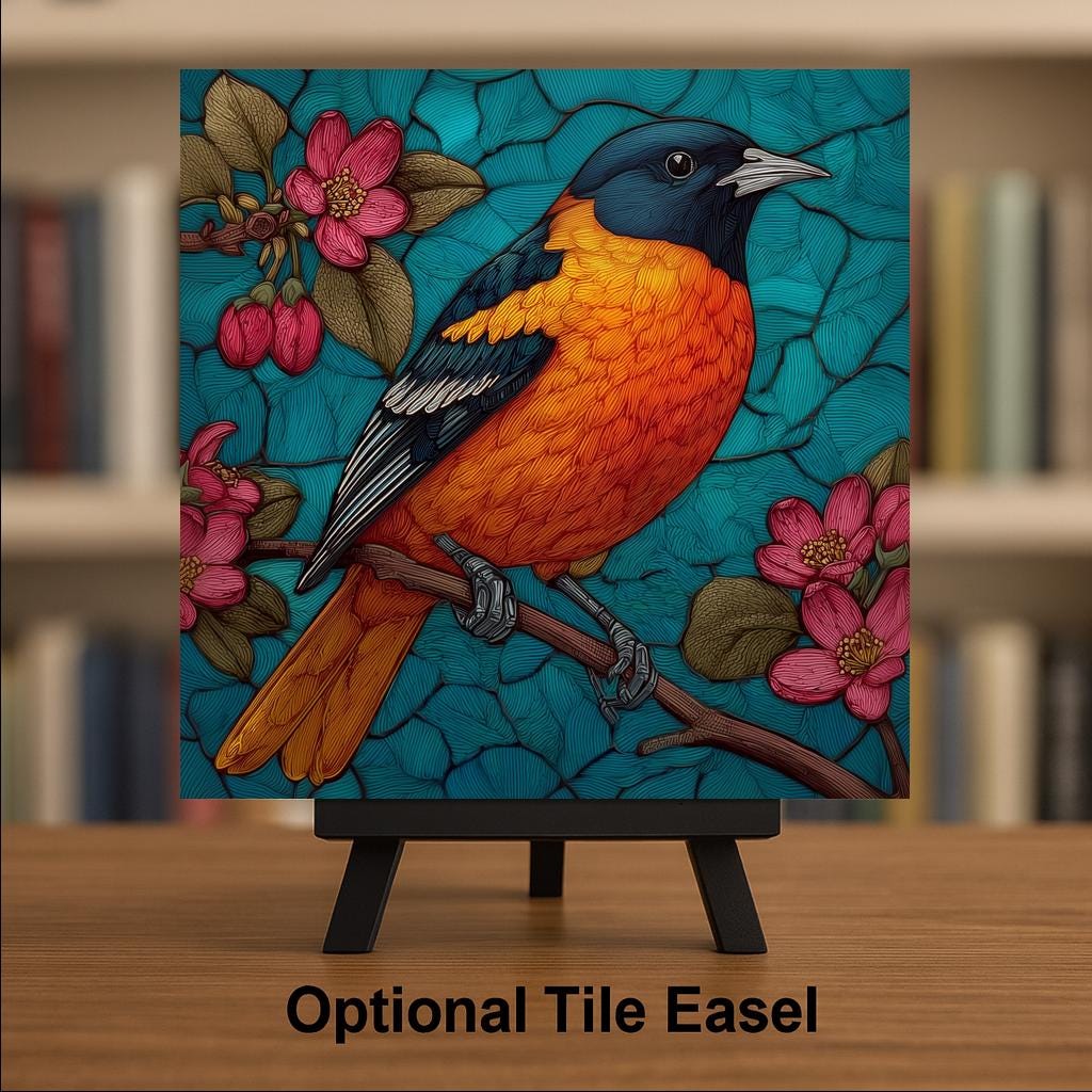 Baltimore Oriole Wall Art Ceramic Tile Bird Enthusiast Gift Orange Gold Decor Garden Bird Art Oriole Lover Gift Tile
