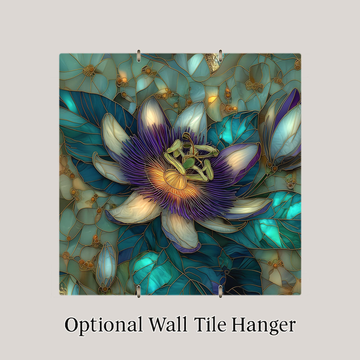 Passionflower Wall Art Ceramic Tile Botanical Gift Purple White Decor Exotic Flower Art Nature Lover Gift Tile