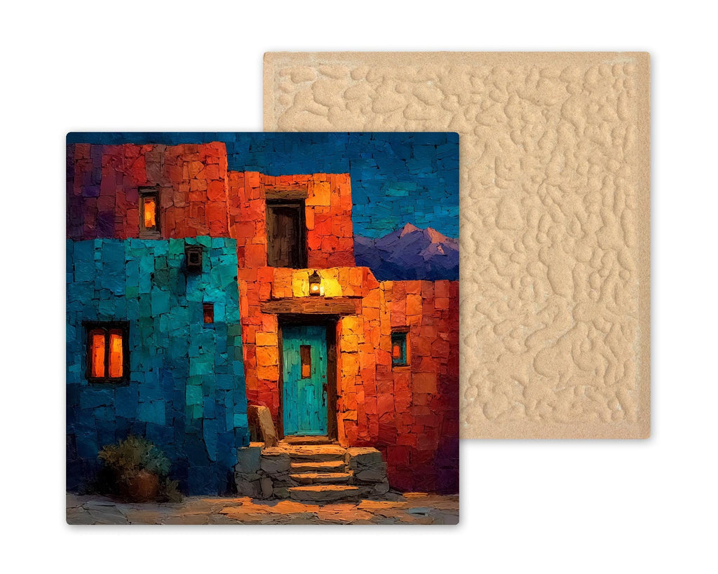 Santa Fe Wall Art Ceramic Tile Stained Glass Style New Mexico Gift Adobe Art Decor Southwest Place Identity