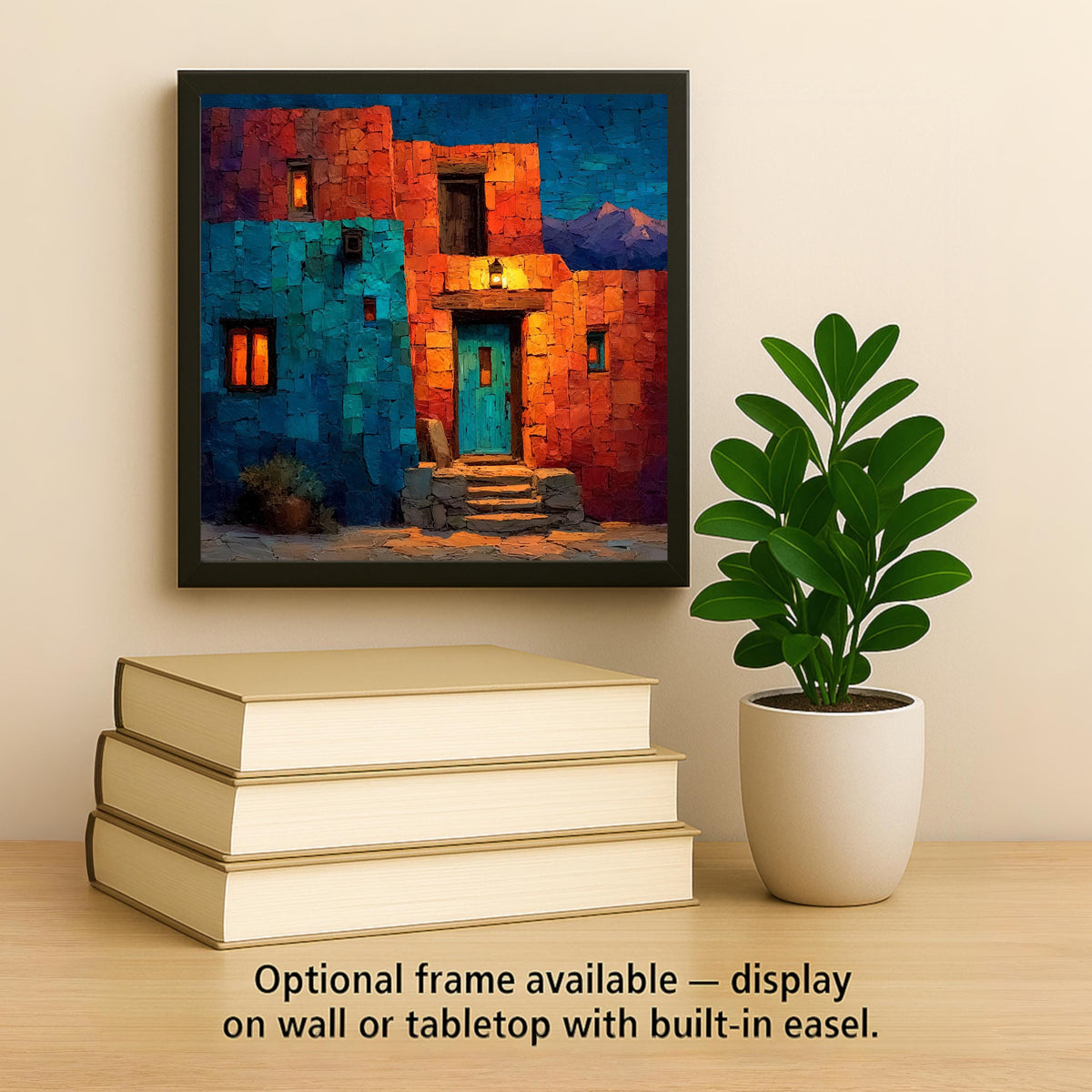 Santa Fe Wall Art Ceramic Tile Stained Glass Style New Mexico Gift Adobe Art Decor Southwest Place Identity