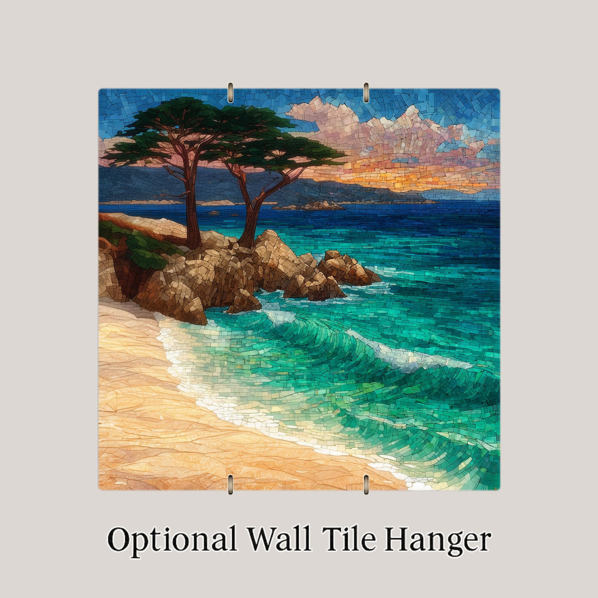 Carmel by the Sea Wall Art Ceramic Tile Stained Glass Style California Gift Coastal Town Decor Place Identity