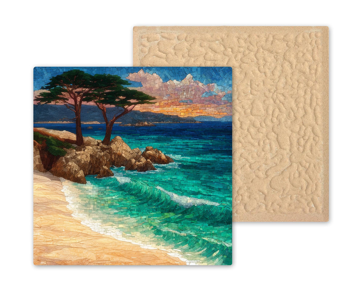 Carmel by the Sea Wall Art Ceramic Tile Stained Glass Style California Gift Coastal Town Decor Place Identity
