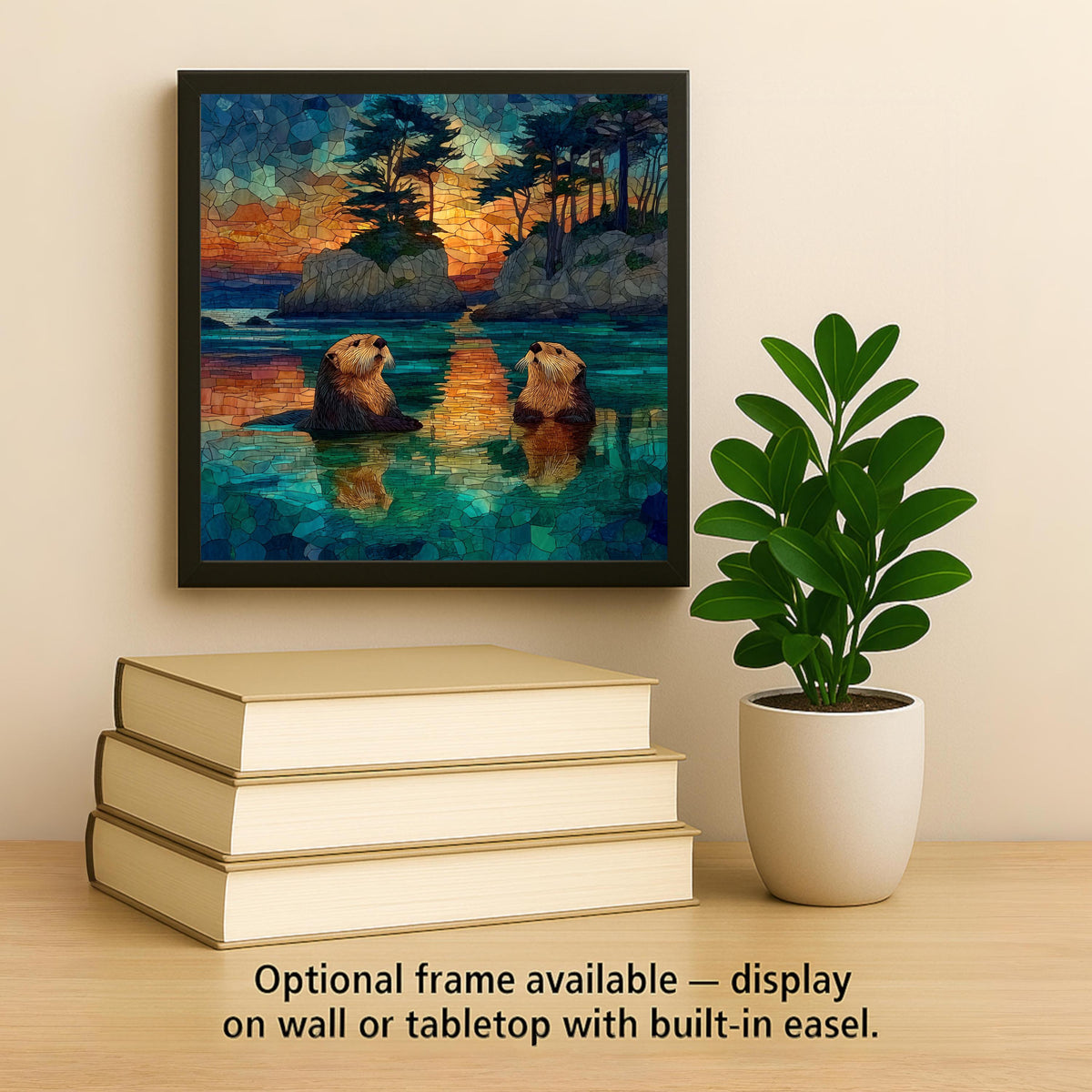Monterey Bay Wall Art Ceramic Tile Stained Glass Style California Gift Coastal Wildlife Decor Place Identity