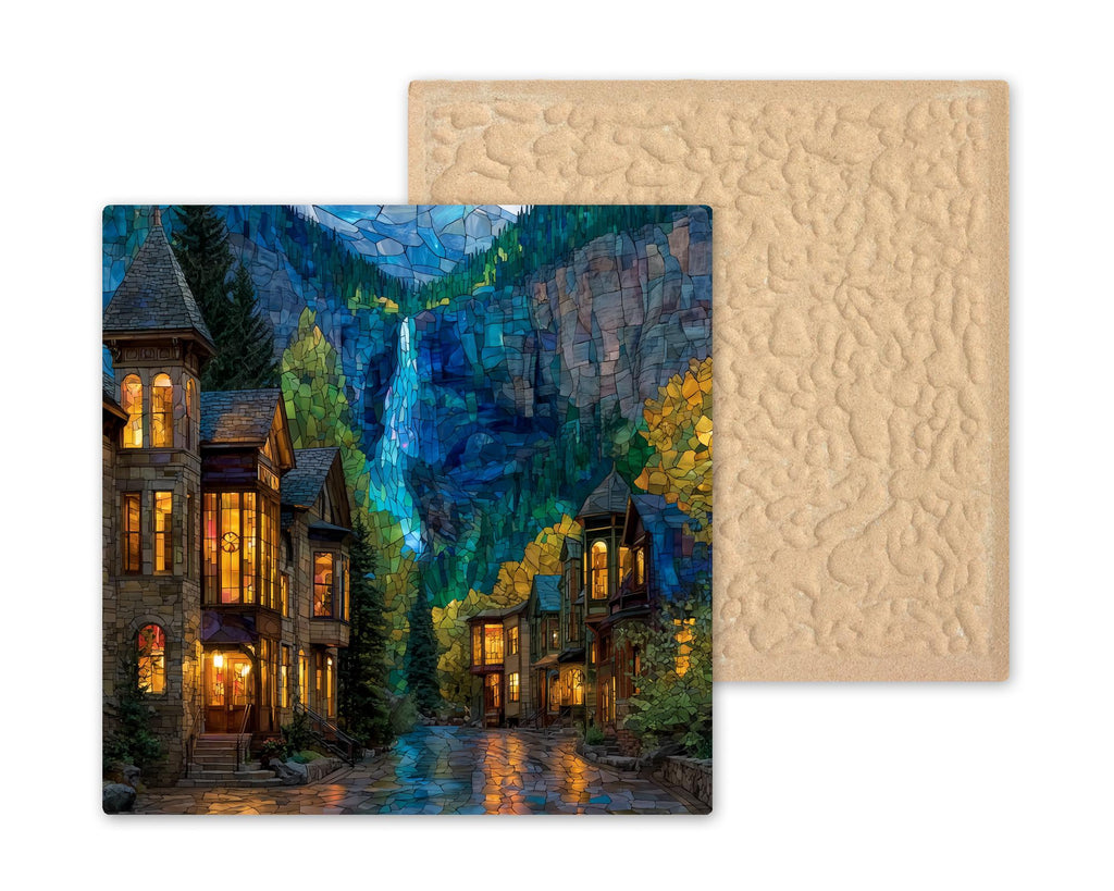 Telluride Wall Art Ceramic Tile Stained Glass Style Colorado Gift Mountain Town Decor Place Identity