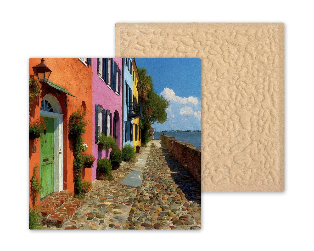 Charleston Wall Art Ceramic Tile Stained Glass Style South Carolina Gift Rainbow Row Decor Place Identity