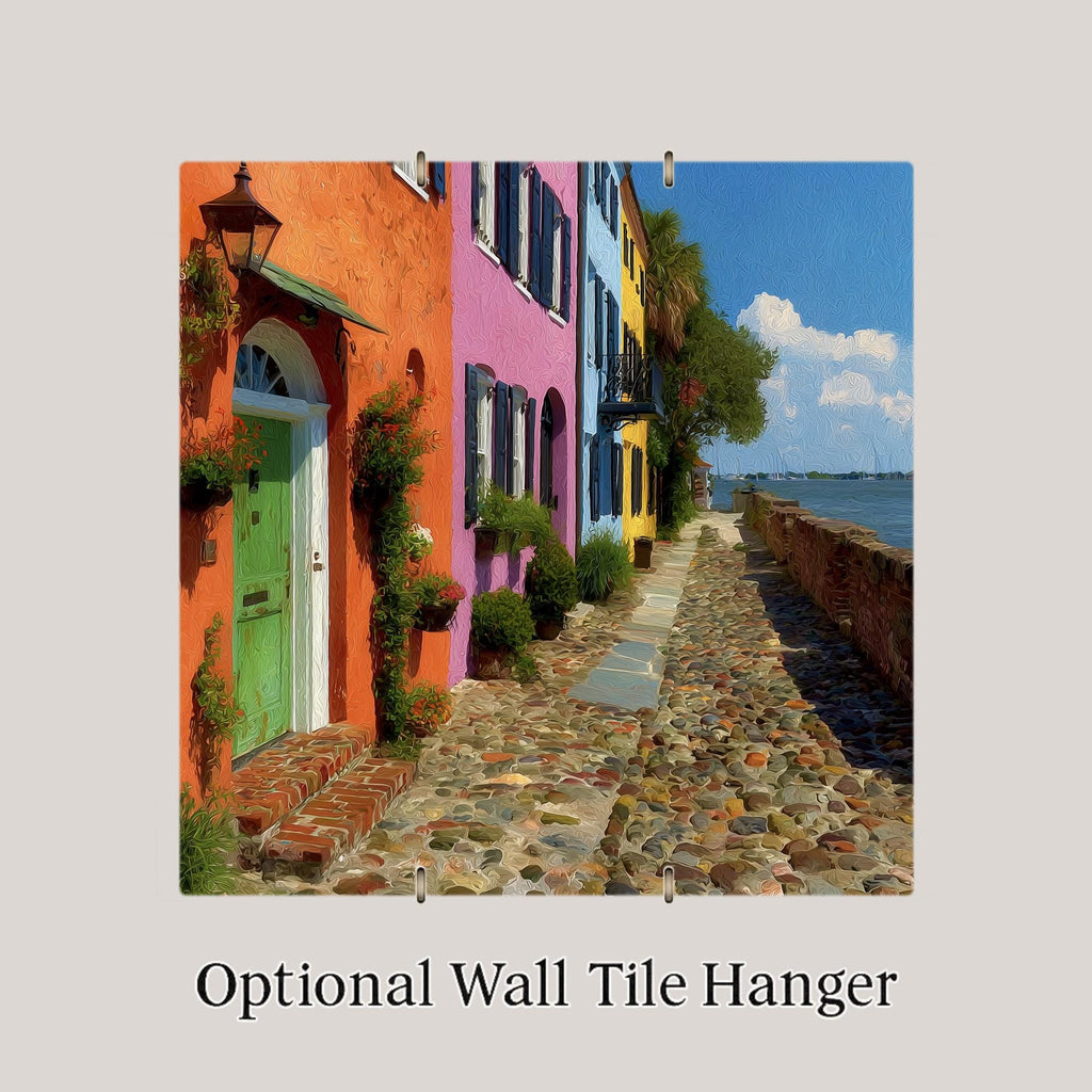 Charleston Wall Art Ceramic Tile Stained Glass Style South Carolina Gift Rainbow Row Decor Place Identity