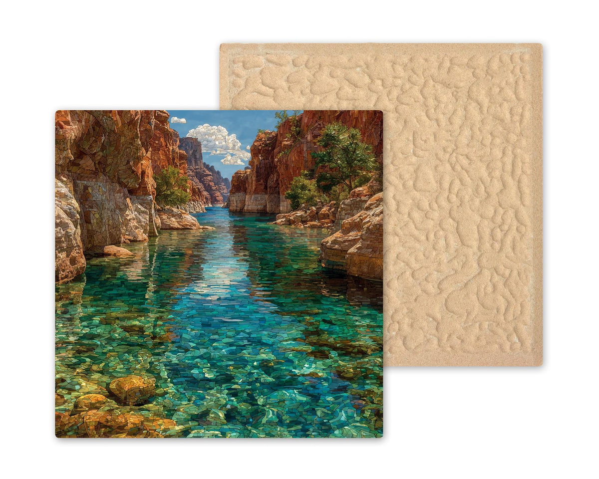Lake Powell Wall Art Ceramic Tile Stained Glass Style Utah Arizona Gift Canyon Lake Decor Place Identity