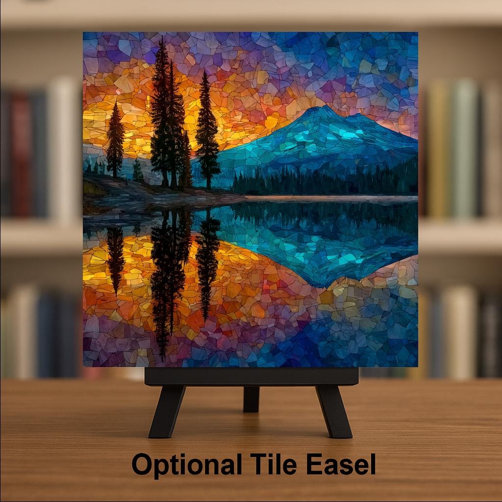 Bend Oregon Wall Art Ceramic Tile Stained Glass Style Oregon Gift High Desert Mountain Decor Place Identity