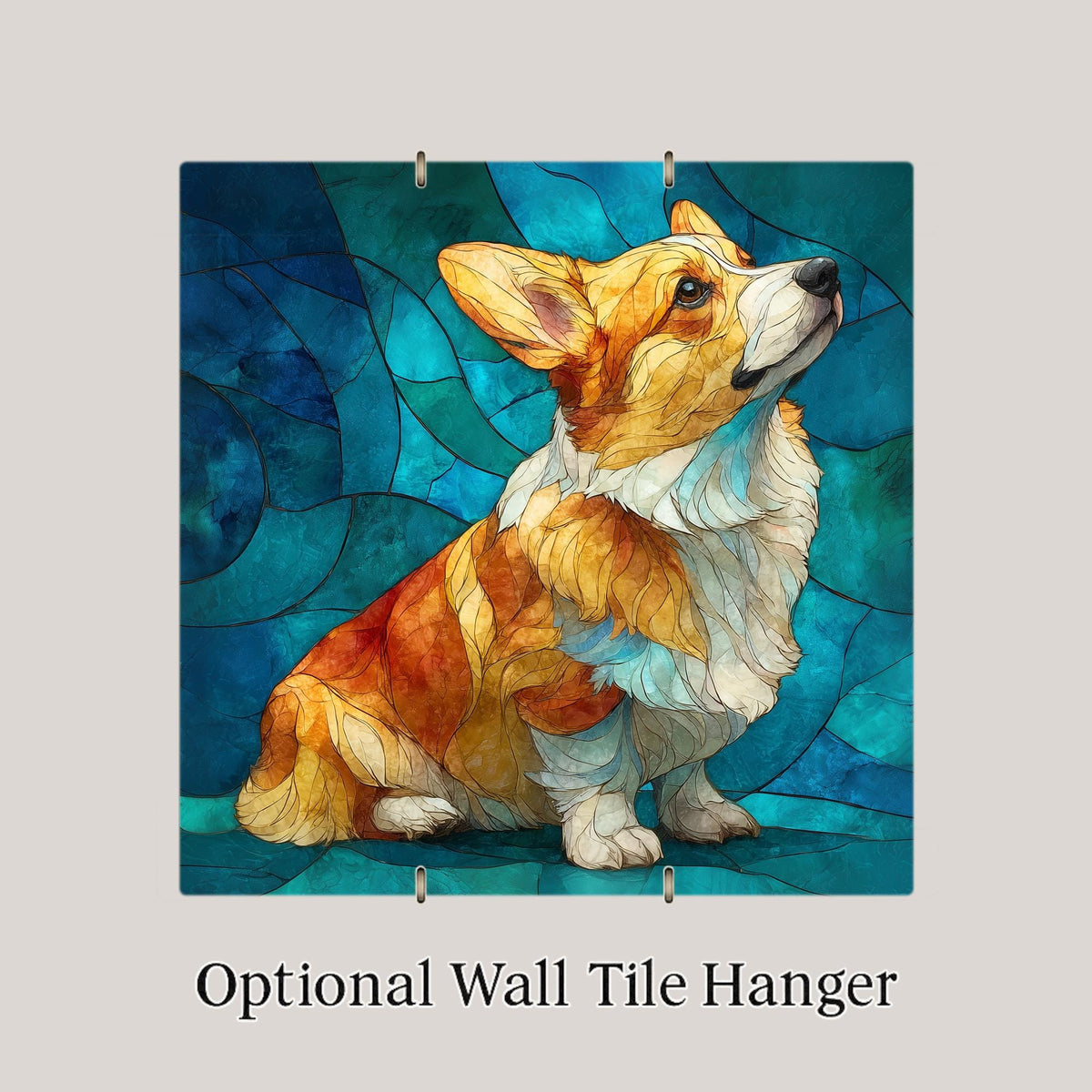 Corgi Wall Art Ceramic Tile Stained Glass Style Corgi Lover Gift Dog Mom Decor Nature Art Gift for Her