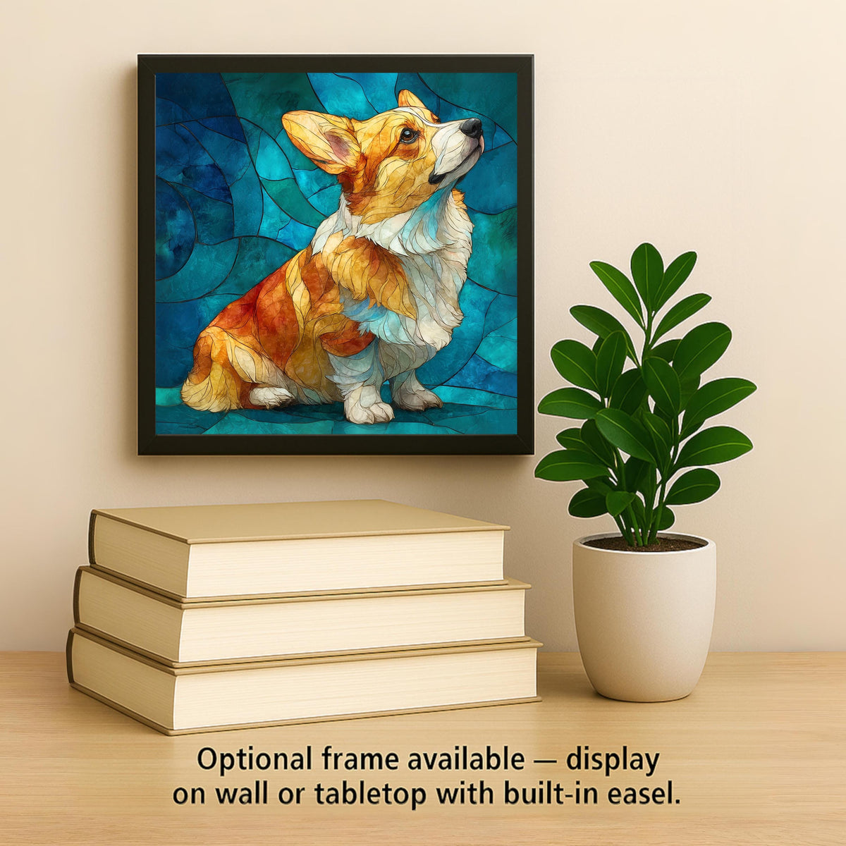 Corgi Wall Art Ceramic Tile Stained Glass Style Corgi Lover Gift Dog Mom Decor Nature Art Gift for Her