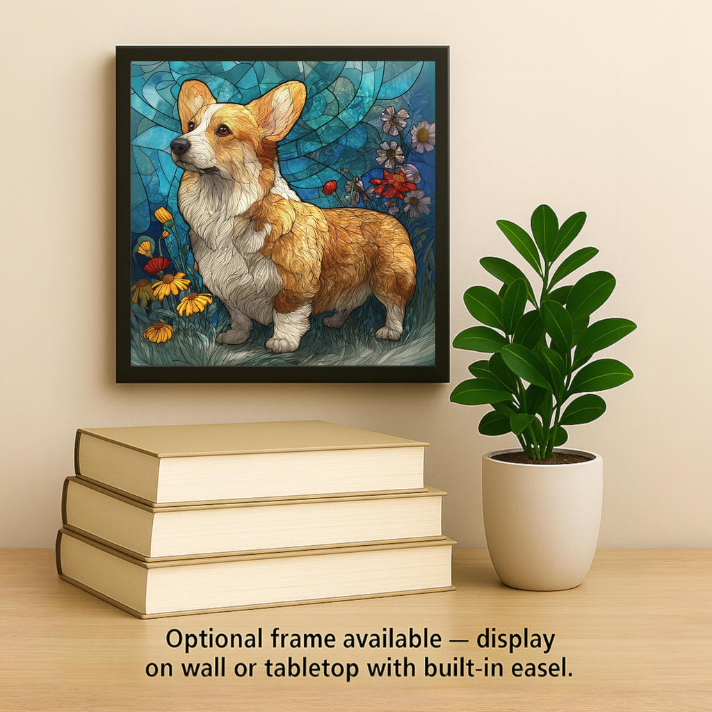 Corgi Wall Art Ceramic Tile Stained Glass Style Memorial Sympathy Gift Welsh Corgi Dog Decor Nature Art