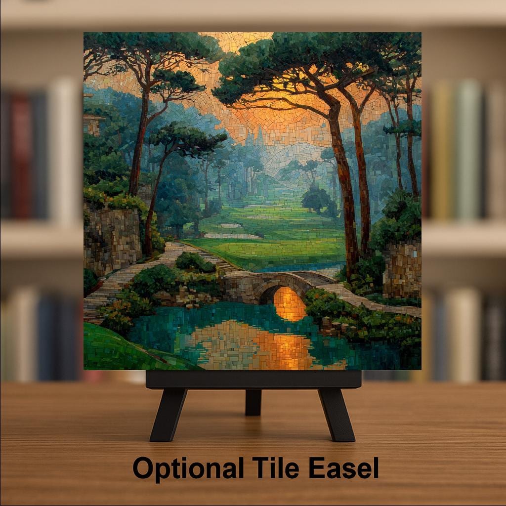 Golf Wall Art Ceramic Tile Stained Glass Style Gift for Him Father Day Golfer Decor Nature Sport Art
