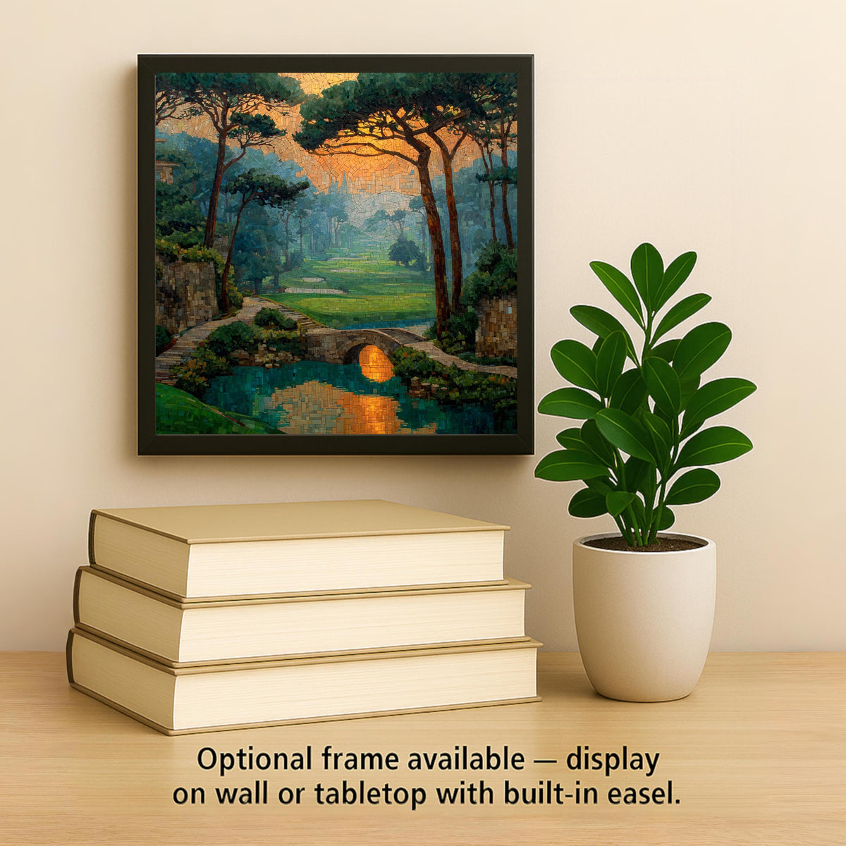 Golf Wall Art Ceramic Tile Stained Glass Style Gift for Him Father Day Golfer Decor Nature Sport Art