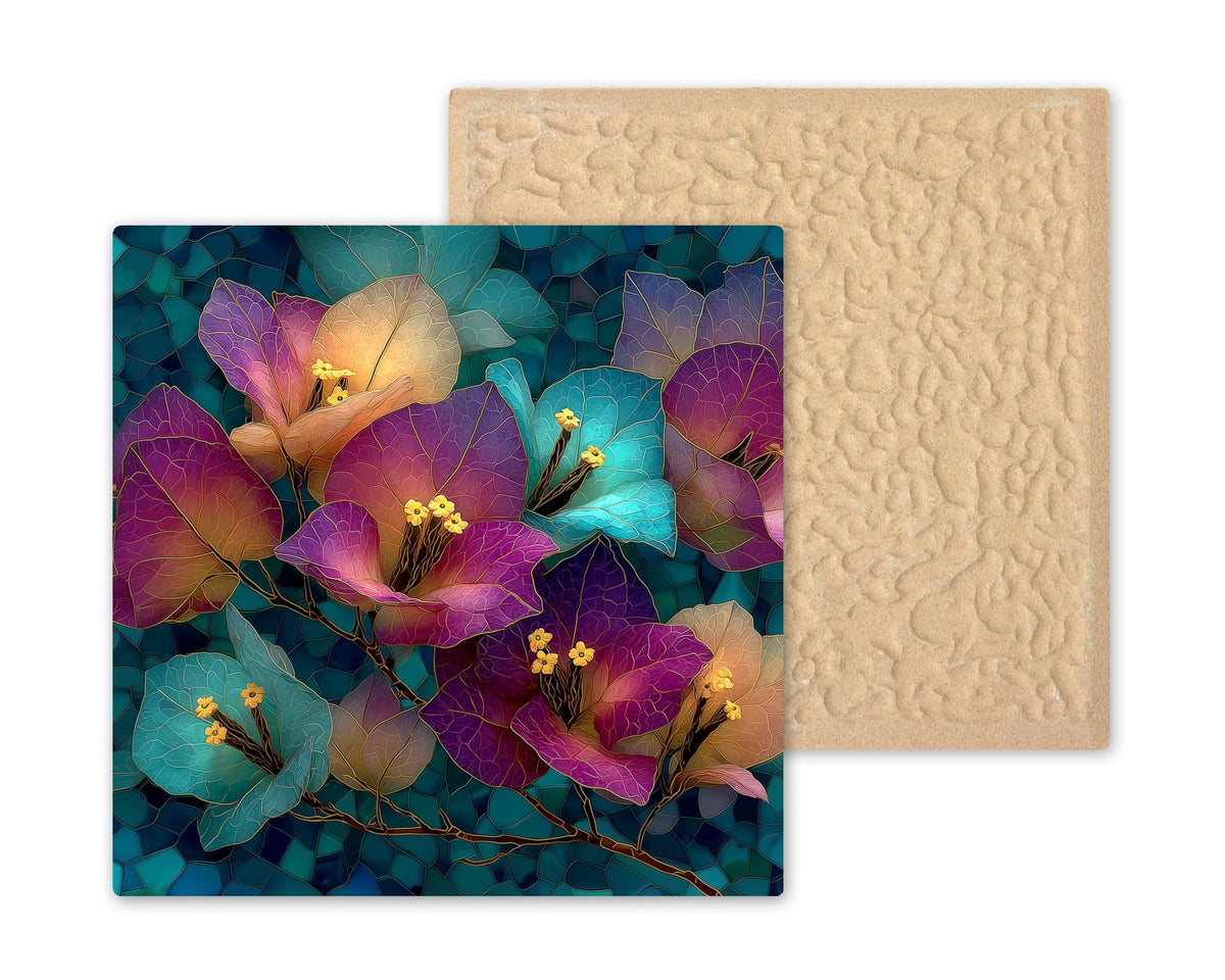 Bougainvillea Wall Art Ceramic Tile Stained Glass Style Tropical Floral Garden Botanical Nature Gift DecorDecor