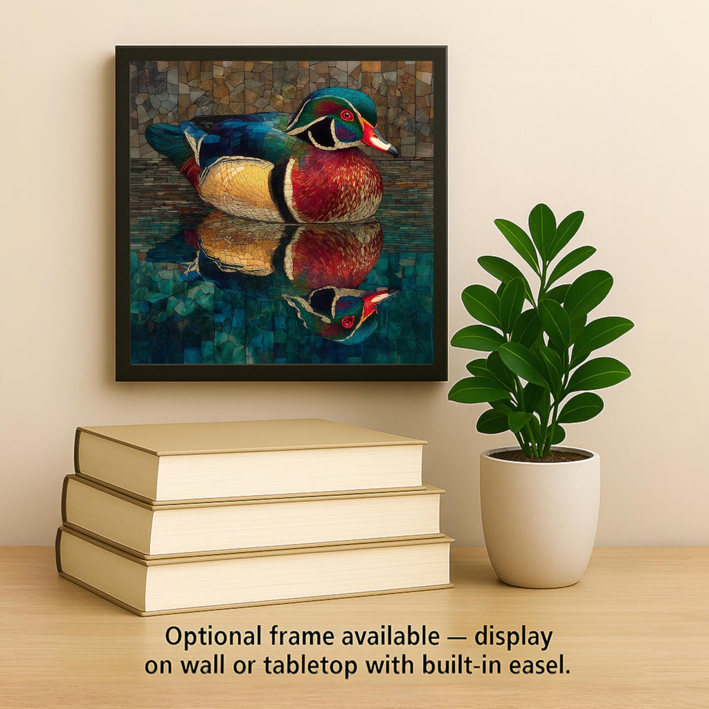 Wood Duck Wall Art Ceramic Tile Stained Glass Style Birdwatcher Gift Wildlife Nature Waterfowl Decor