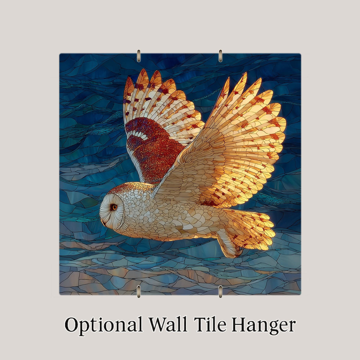 Snowy Owl Wall Art Ceramic Tile Stained Glass Style Winter Wildlife Gift Birdwatcher Nature Decor ArcticDecor
