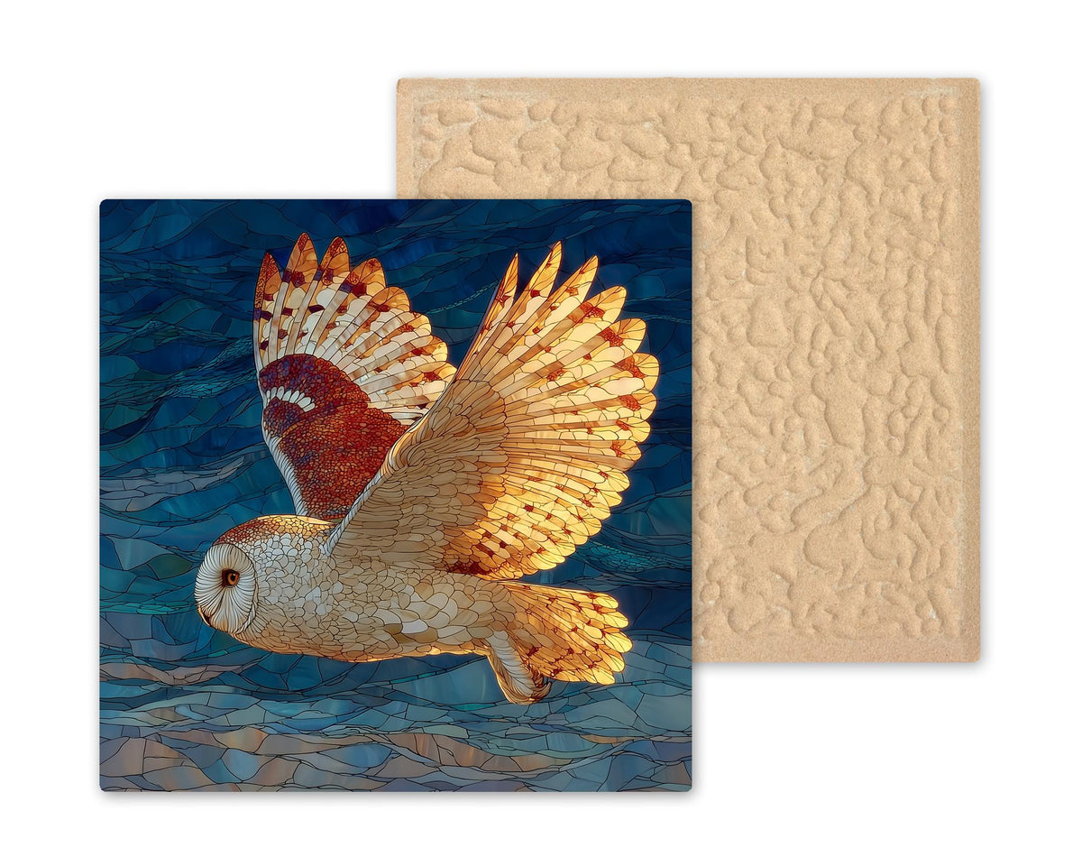 Snowy Owl Wall Art Ceramic Tile Stained Glass Style Winter Wildlife Gift Birdwatcher Nature Decor ArcticDecor