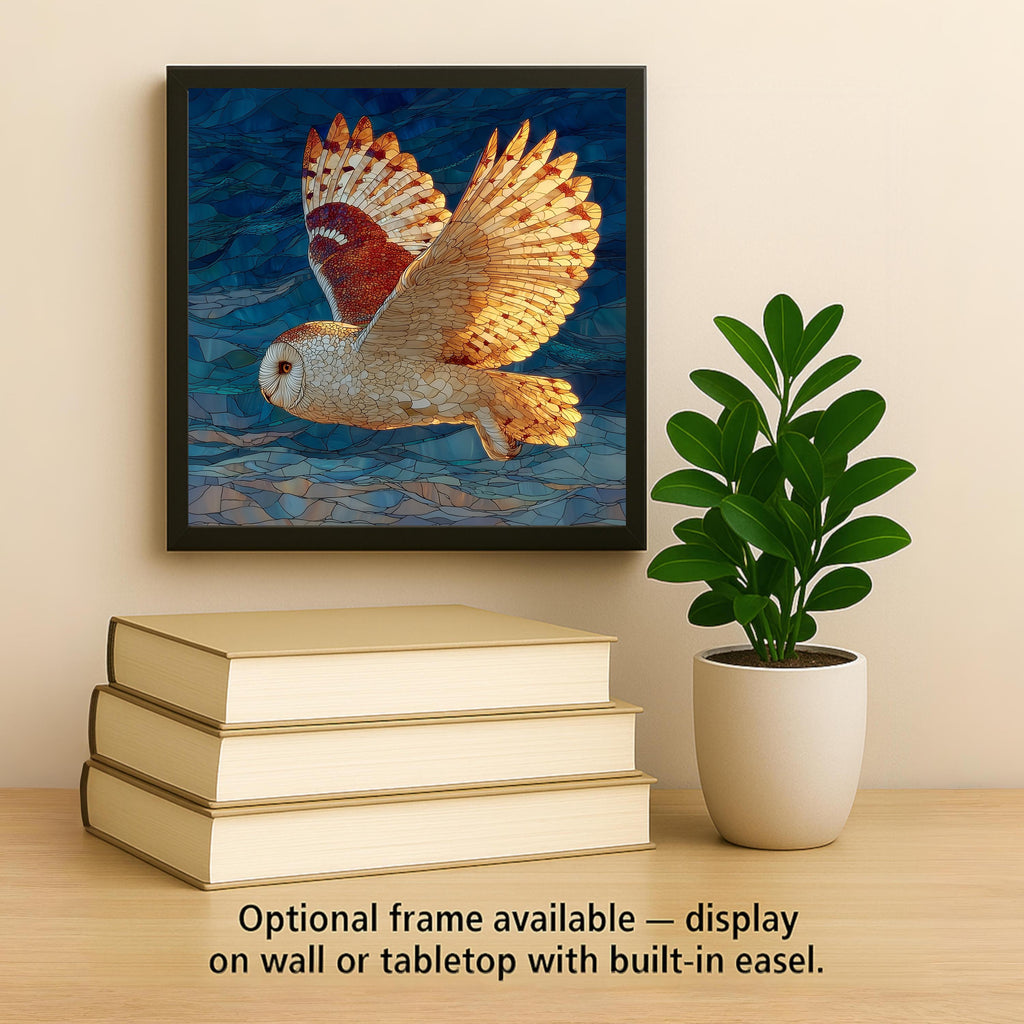 Snowy Owl Wall Art Ceramic Tile Stained Glass Style Winter Wildlife Gift Birdwatcher Nature Decor ArcticDecor