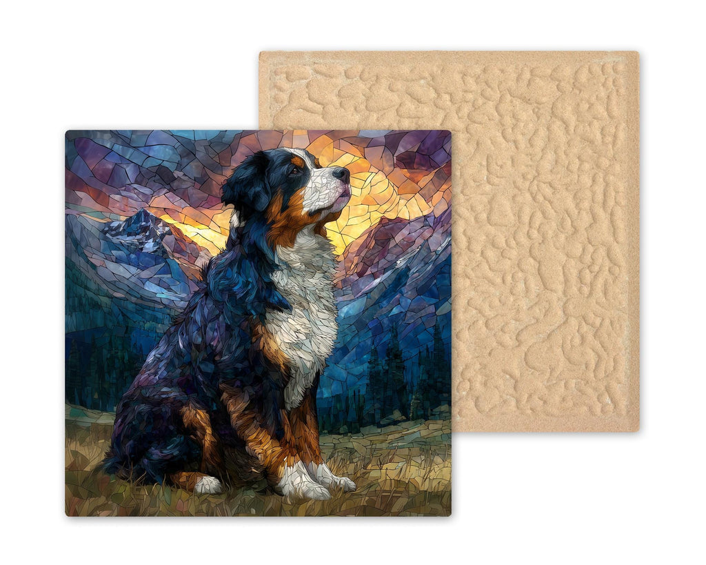 Bernese Mountain Dog Wall Art Ceramic Tile Stained Glass Style Dog Lover Gift Nature Decor Gift for Her
