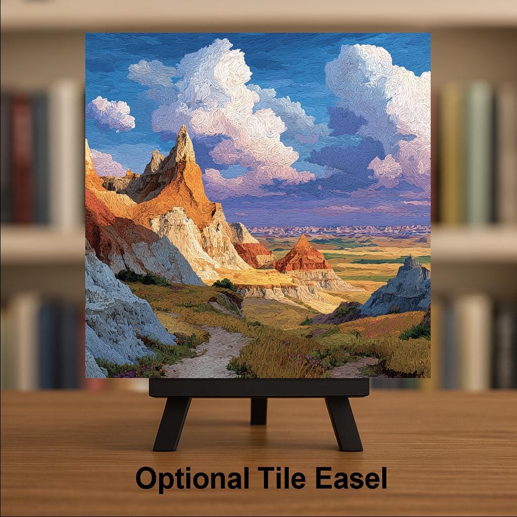 Badlands National Park Wall Art Ceramic Tile South Dakota Gift Prairie Nature Decor Place Identity Art Midwest Nature Gift