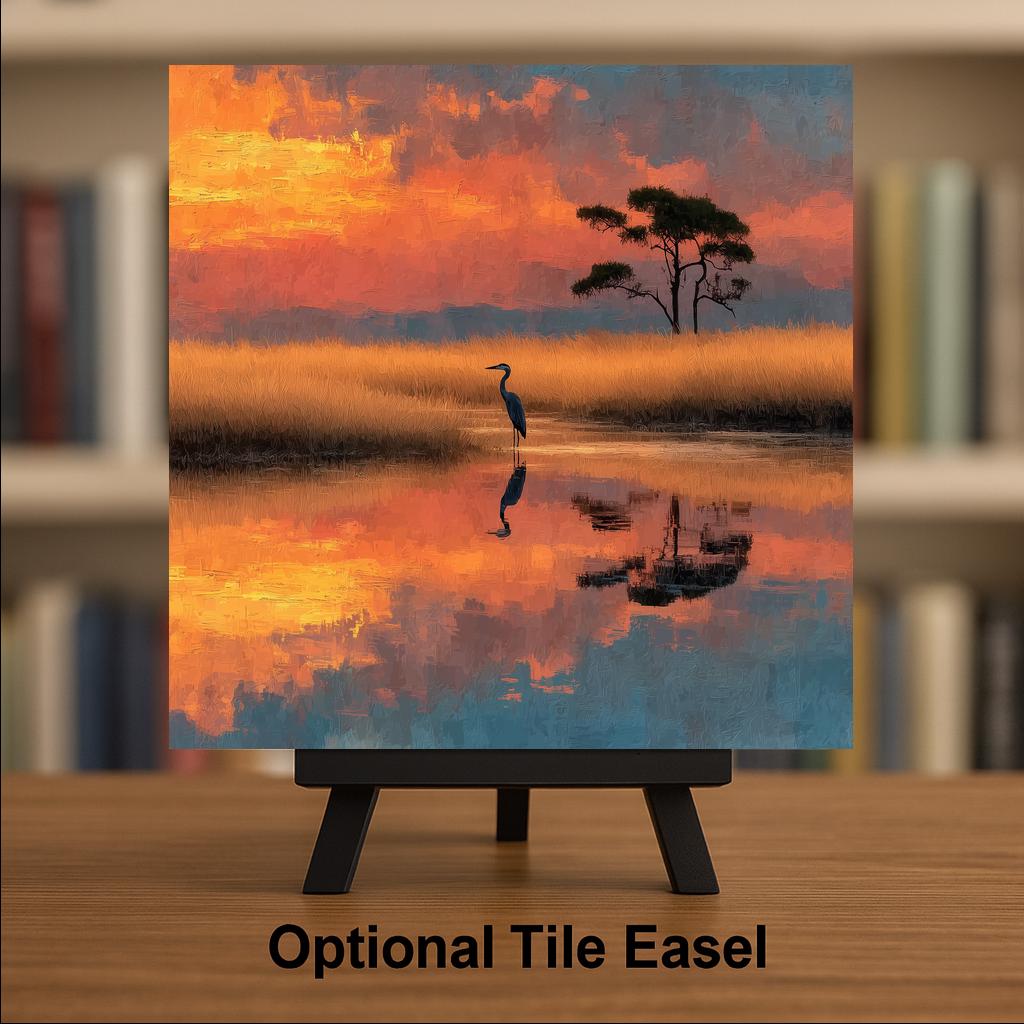Everglades National Park Wall Art Ceramic Tile Florida Gift Wetlands Decor Great Blue Heron Nature Art Place Identity Gift