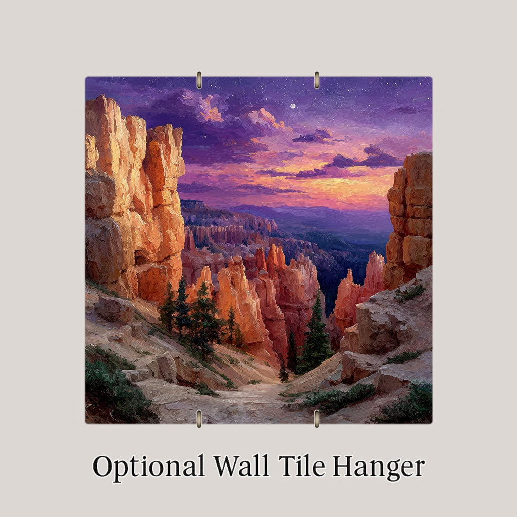 Bryce Canyon Wall Art Ceramic Tile Hiker Gift Purple Dusk Nature Art Southwest Decor Place Identity Travel Gift