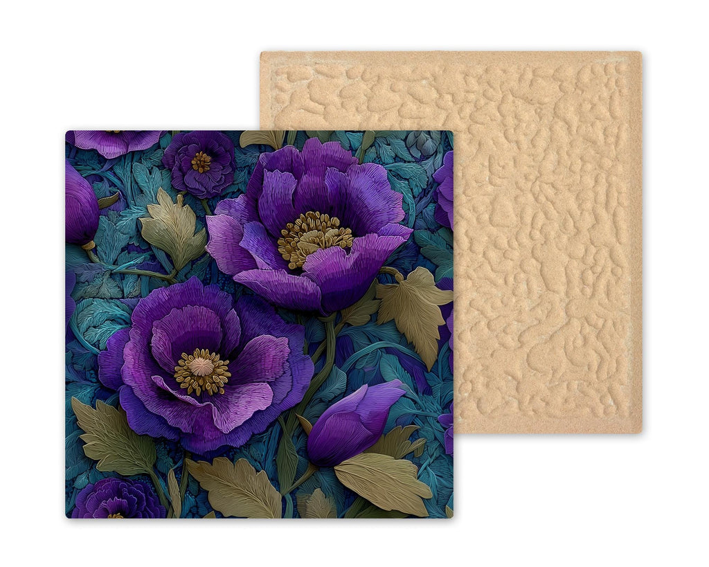 Violet Wall Art Ceramic Tile Art Nouveau Gift William Morris Style Botanical Floral Decor Violet Lover Nature Gift