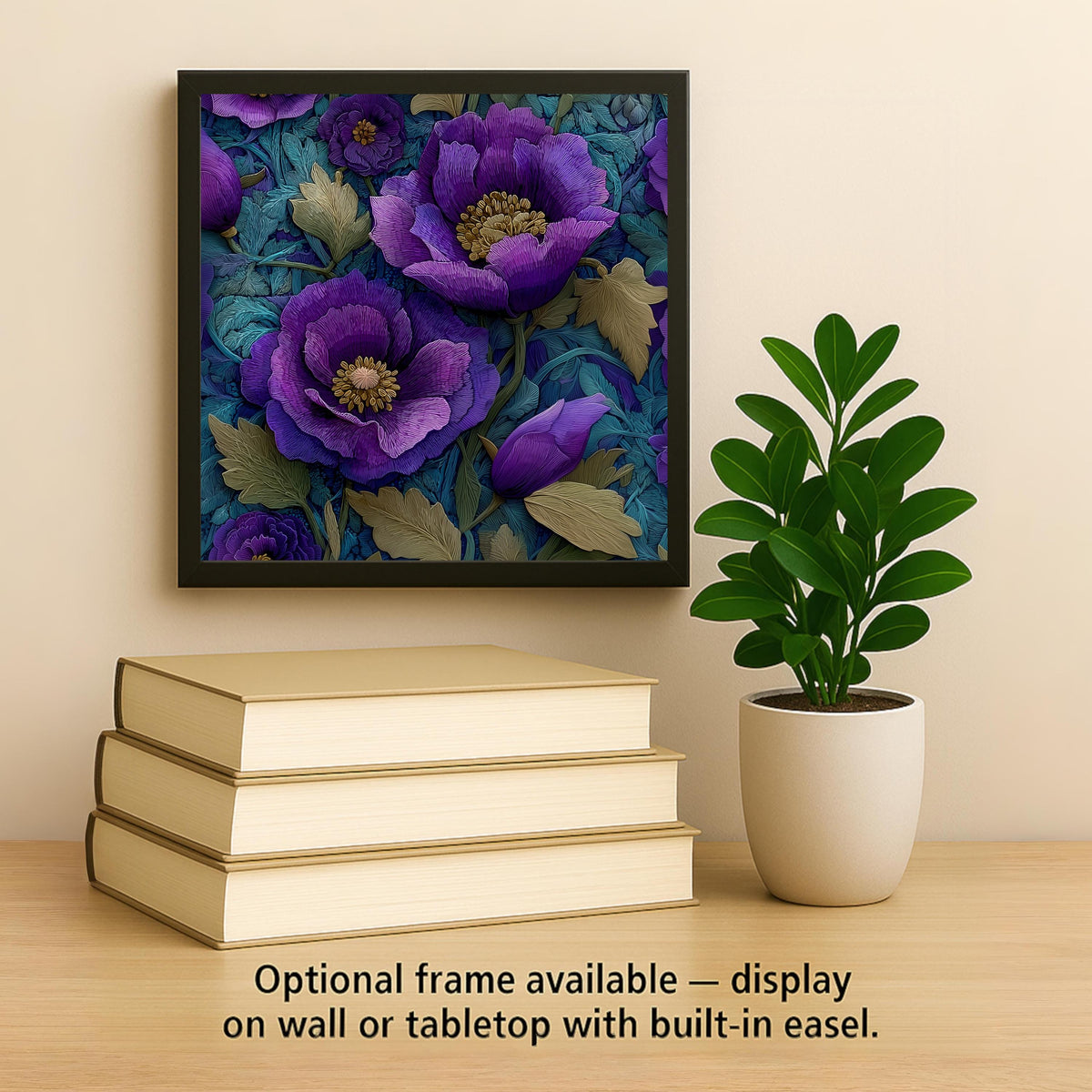Violet Wall Art Ceramic Tile Art Nouveau Gift William Morris Style Botanical Floral Decor Violet Lover Nature Gift
