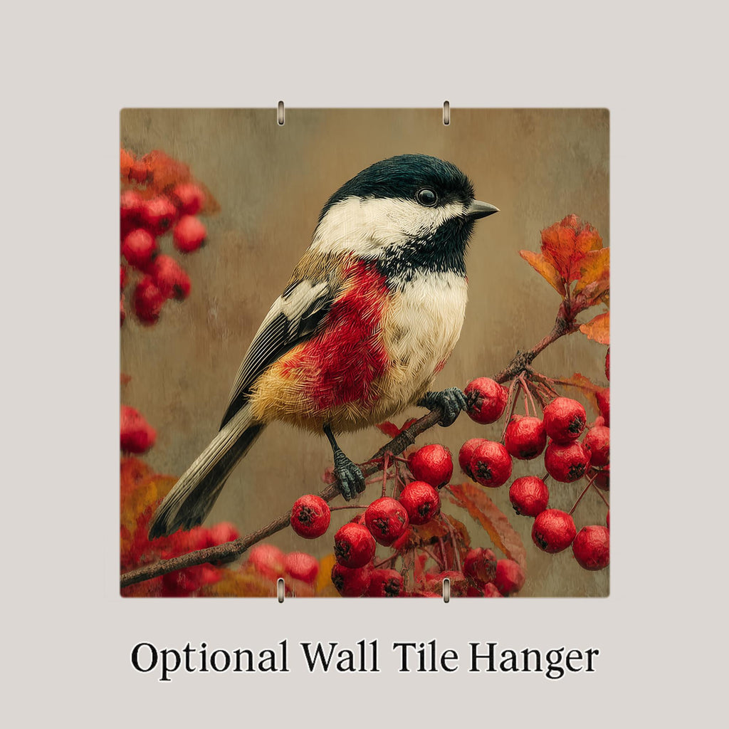 Chickadee Wall Art Ceramic Tile State Bird Gift Massachusetts Decor Maine Art Birdwatcher Gift Place Identity Nature