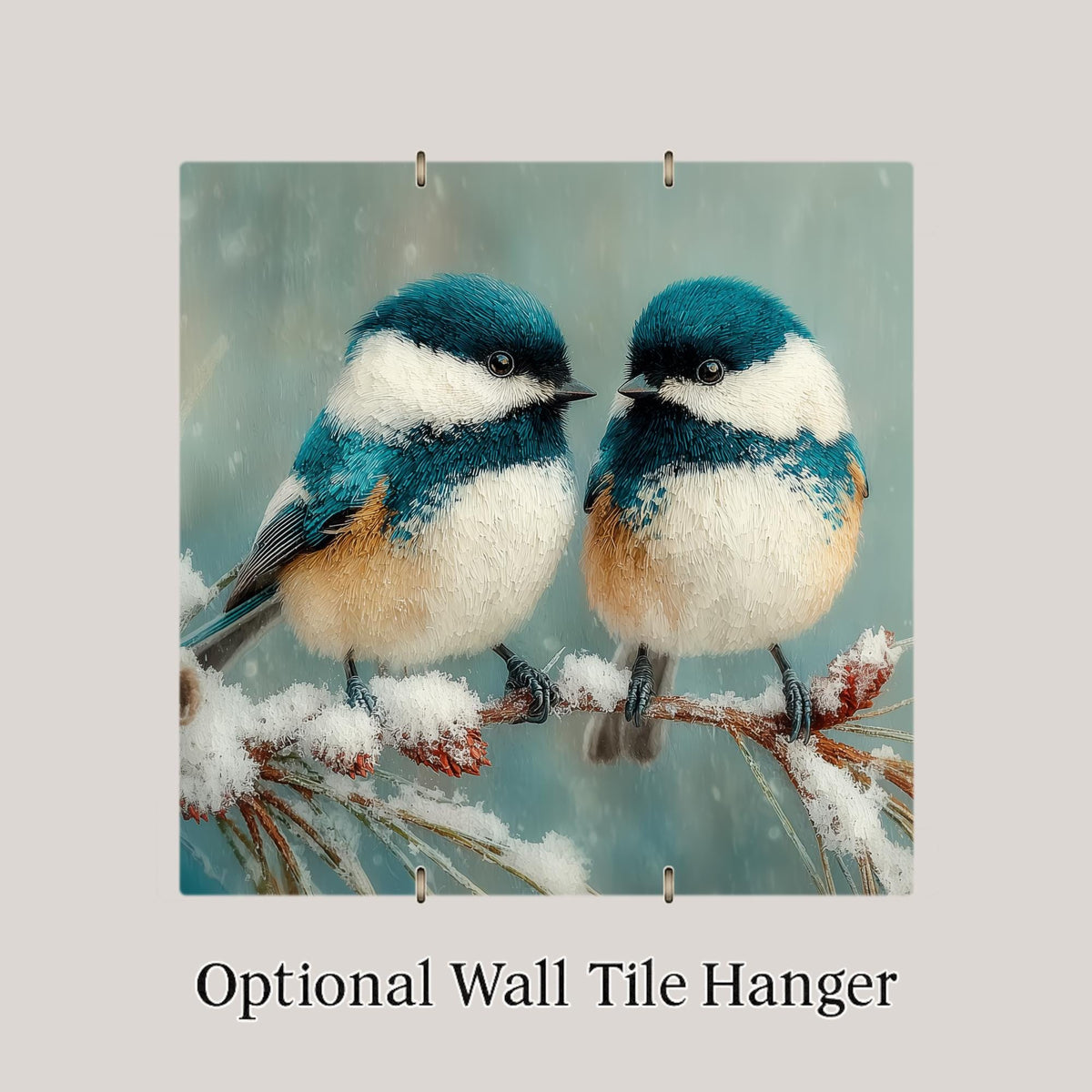 Chickadee Wall Art Ceramic Tile Winter Nature Art Birdwatcher Gift Snow Branch Decor Bird Lover Cabin Nature Gift