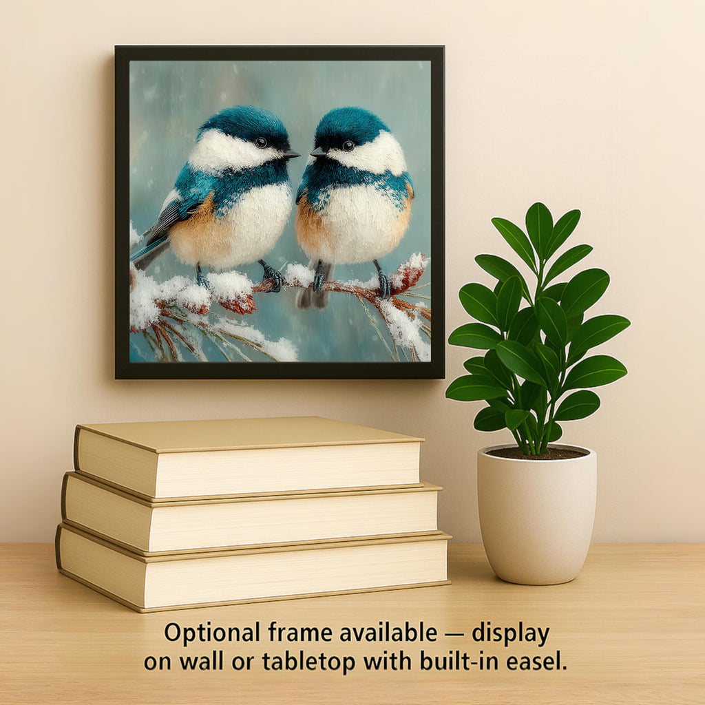 Chickadee Wall Art Ceramic Tile Winter Nature Art Birdwatcher Gift Snow Branch Decor Bird Lover Cabin Nature Gift